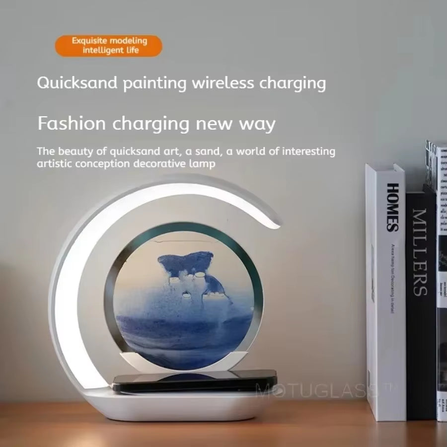 GlowSand™ 3-in-1 Hourglass Lamp: Wireless Charger, Sand Art &amp; Mood Light in One Elegant Design