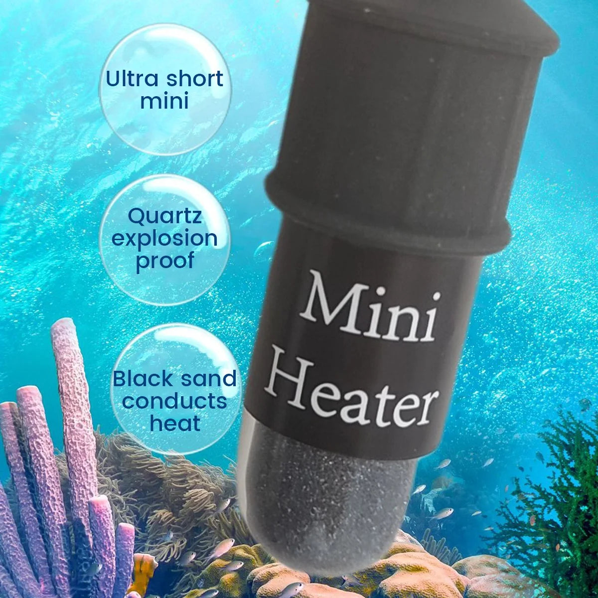 Evjurcn Aquarium Heater 10W Mini Fish Tank Heater with Digital Display Thermostat Adjustable Temperature 64~93F Set Arbitrarily 5V/2A USB Powered Automatic Power-Off for 1 to 5L Tanks(Black)
