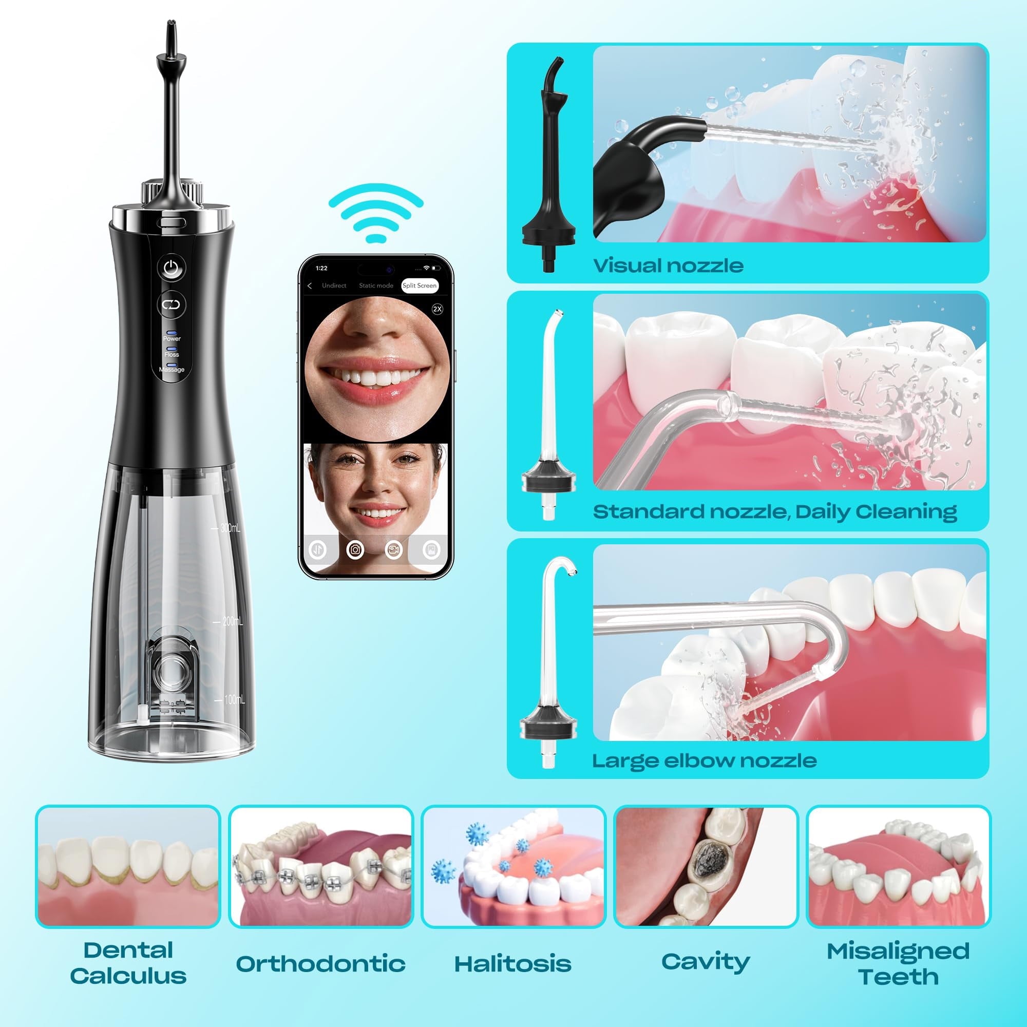 Visual Cordless Water Flosser with 1080P Camera – Next-Level Teeth Cleaning
