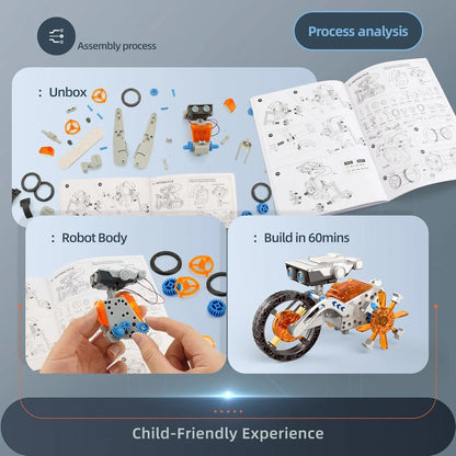 12-In-1 STEM Robot Kit Toys for Kids 8-12 — DIY Building Educational Science Kit