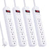 3 Ft. 6-Outlet Power Strip Surge Protector – White, 4-Pack