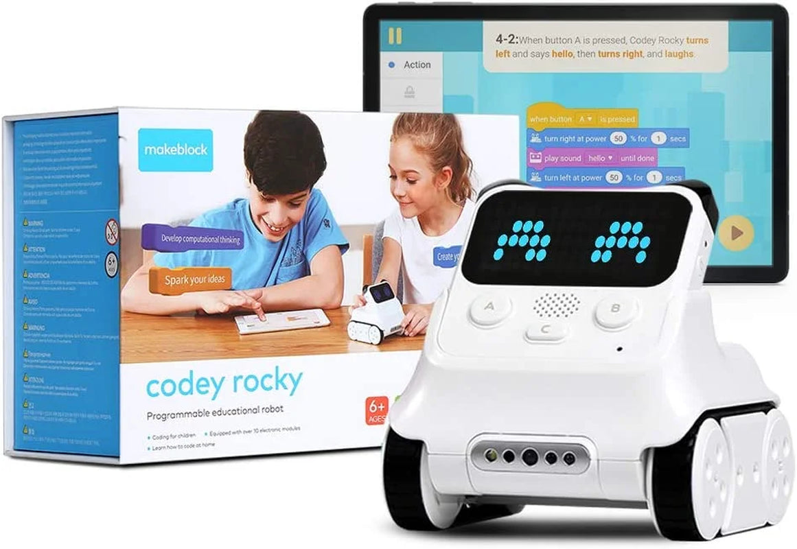 Codey Rocky 2-In-1 Coding Robot Toy for Kids  Programmable Remote Control Emo Robot Car | Supports Block-Based and Python Coding