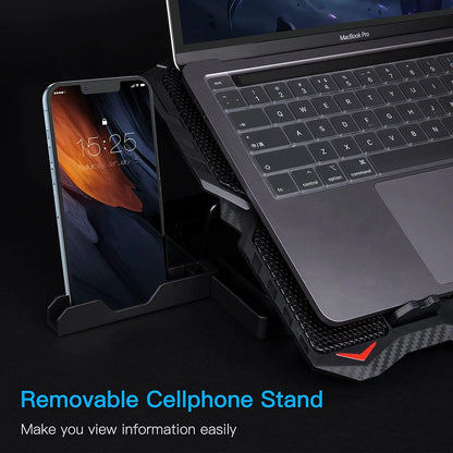 MATEPROX Laptop Cooling Pad – 12&quot;-16.2&quot; Adjustable Cooling Stand with Dual USB Ports, 6 Quiet Fans &amp; Phone Holder