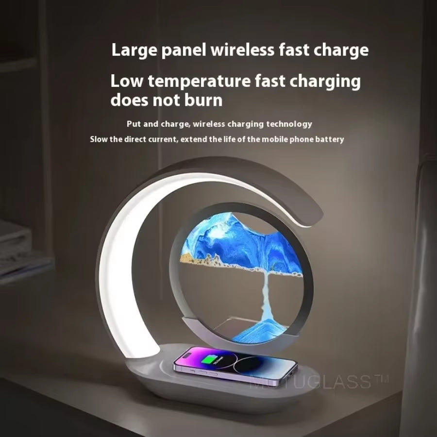 GlowSand™ 3-in-1 Hourglass Lamp: Wireless Charger, Sand Art &amp; Mood Light in One Elegant Design