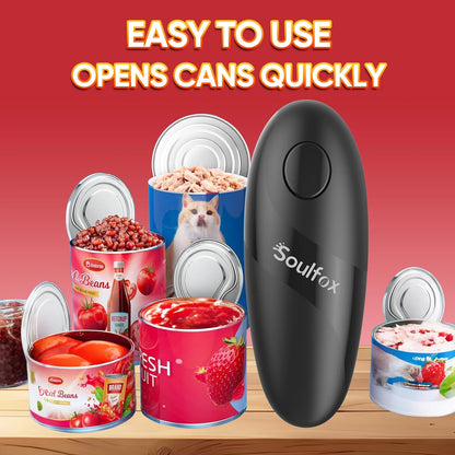 Electric Can Opener – One Touch Button, Battery Operated, Cordless, Hands-Free, Smooth Edge