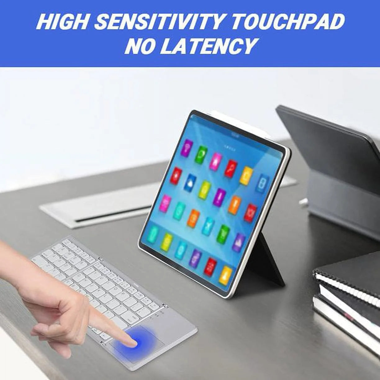Portable Wireless Keyboard with Touchpad – Compact Bluetooth Keyboard for Tablets, Laptops &amp; Smart TVs (Gray)