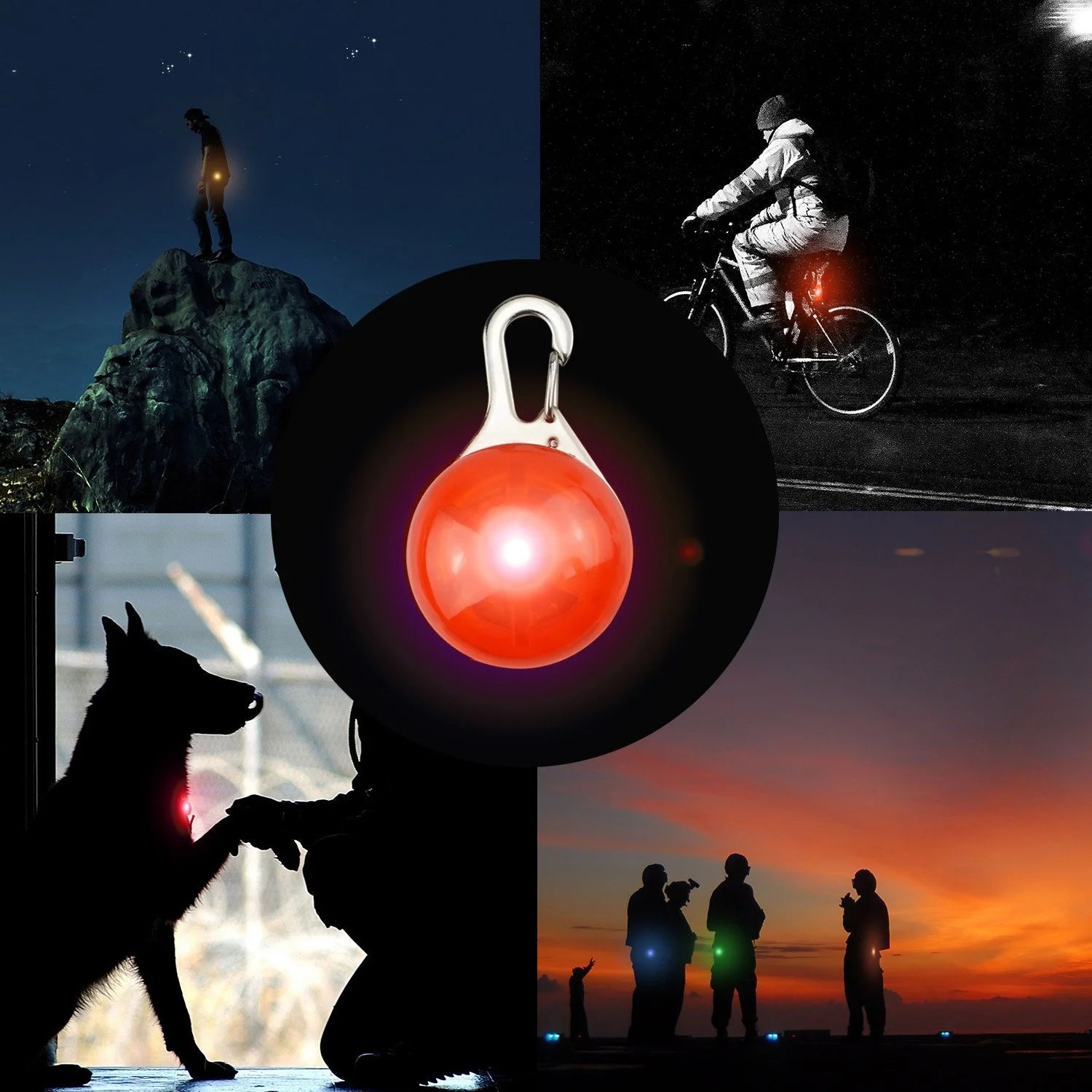 Water-Resistant Clip-On LED Collar Lights for Dogs &amp; Cats – 6-Pack, 6 Colors, 5 Flashing Modes, Battery Included