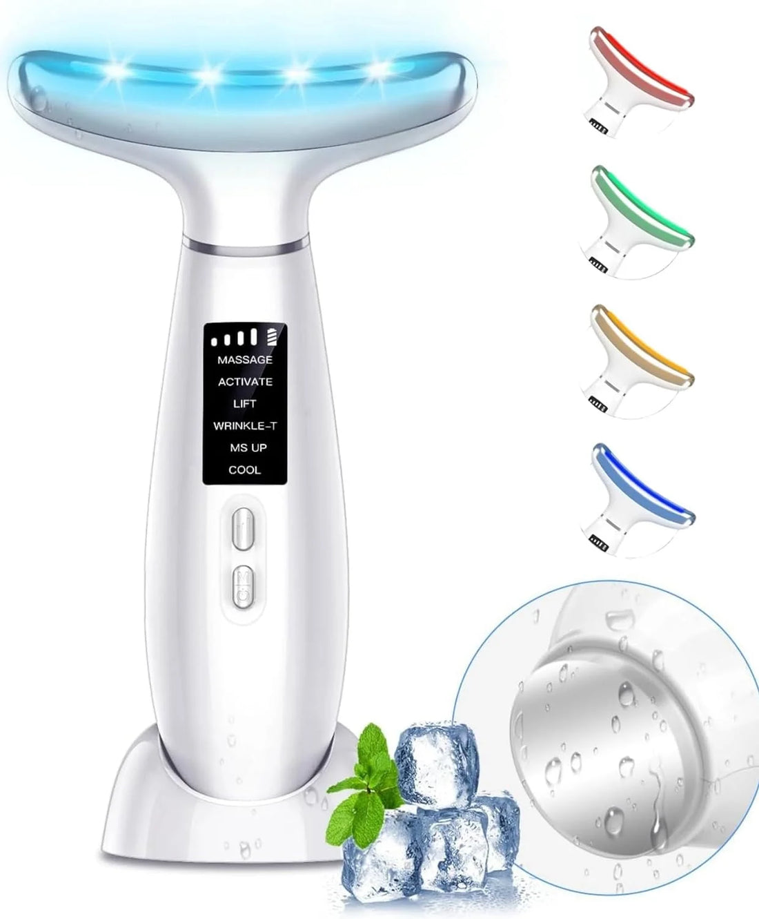 6-in-1 Facial &amp; Neck Beauty Device – Multifunctional Skin Care Massager with Light Therapy, Vibration, Thermal, Cooling &amp; Microcurrent for At-Home Face Sculpting