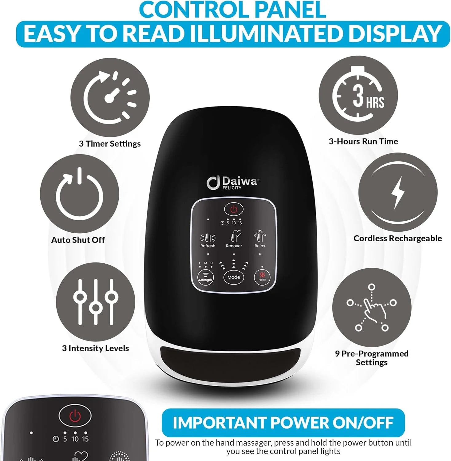 ACU PALM Cordless Hand Massager with Heat &amp; Compression – FSA/HSA Eligible Wrist and Hand Massager for Arthritis &amp; Carpal Tunnel Relief