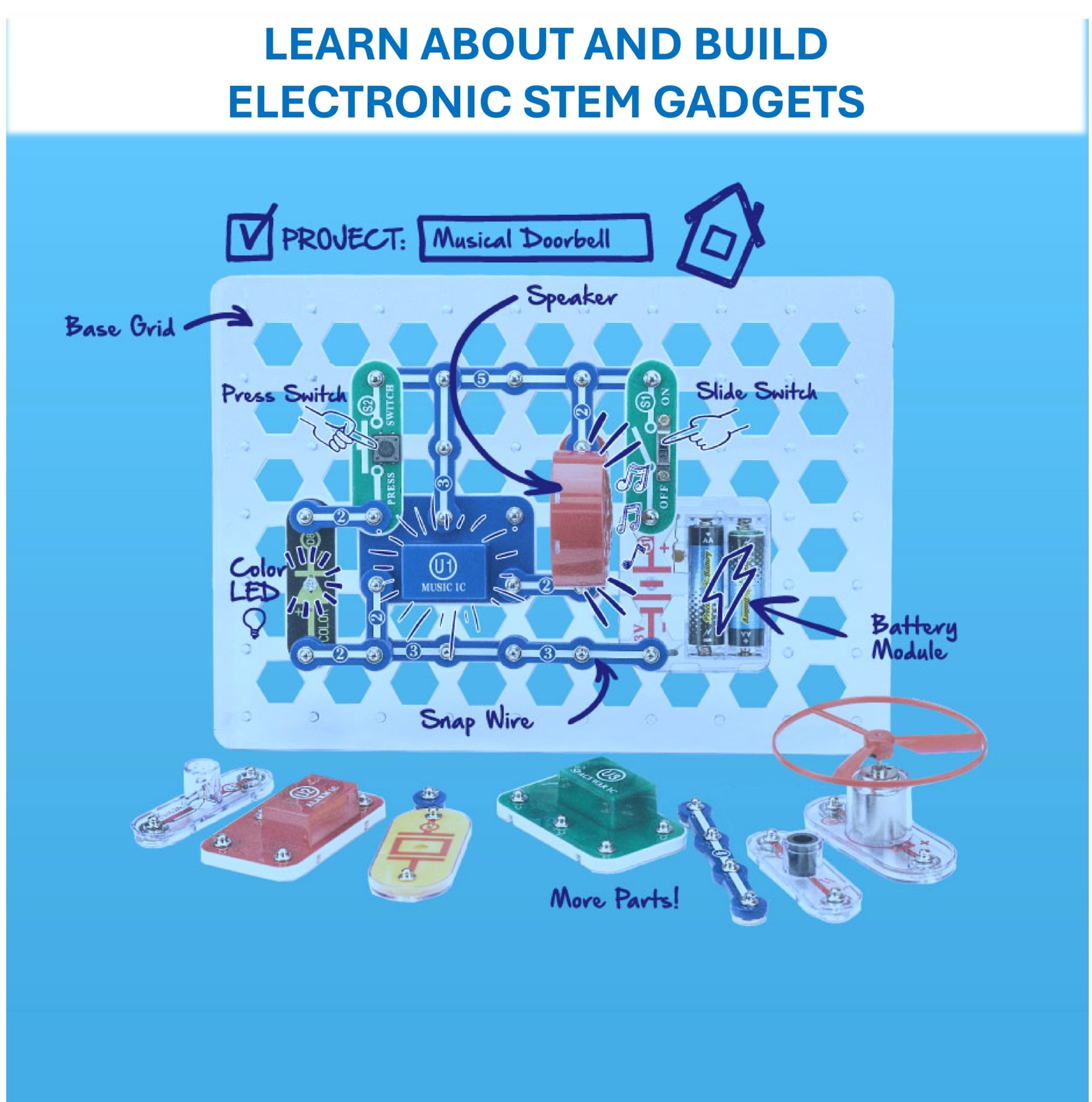 Jr. SC100 Electronics Explorer Kit – 100+ STEM Projects for Kids Ages 8+ | Hands-On Elementary Science Learning Set