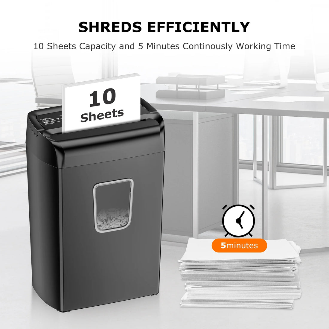 10-Sheet Cross-Cut Paper Shredder – Powerful Shredding with Large Waste Capacity