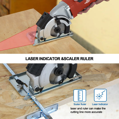 4.5-Amp 3-3/8&quot; Compact Electric Circular Saw with Laser Guide – 6500 RPM High-Speed Power Saw for Wood, Tile, and Plastic Cutting