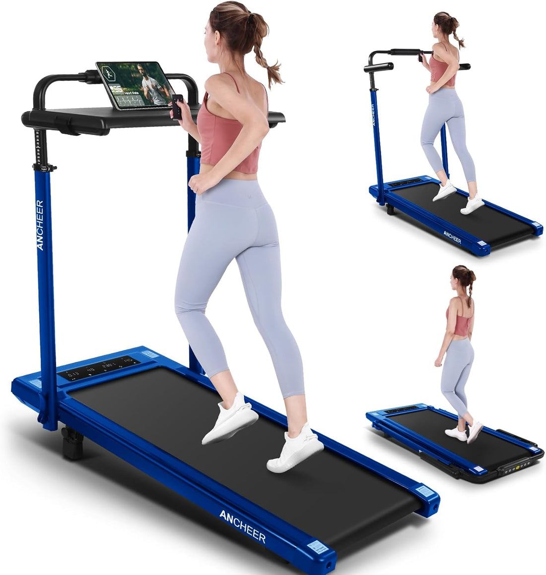8-in-1 Folding Treadmill with Desk Workstation – Adjustable Height, 8% Incline, 2.5HP Ultra-Quiet Motor, 300Lbs Capacity, No Installation Needed