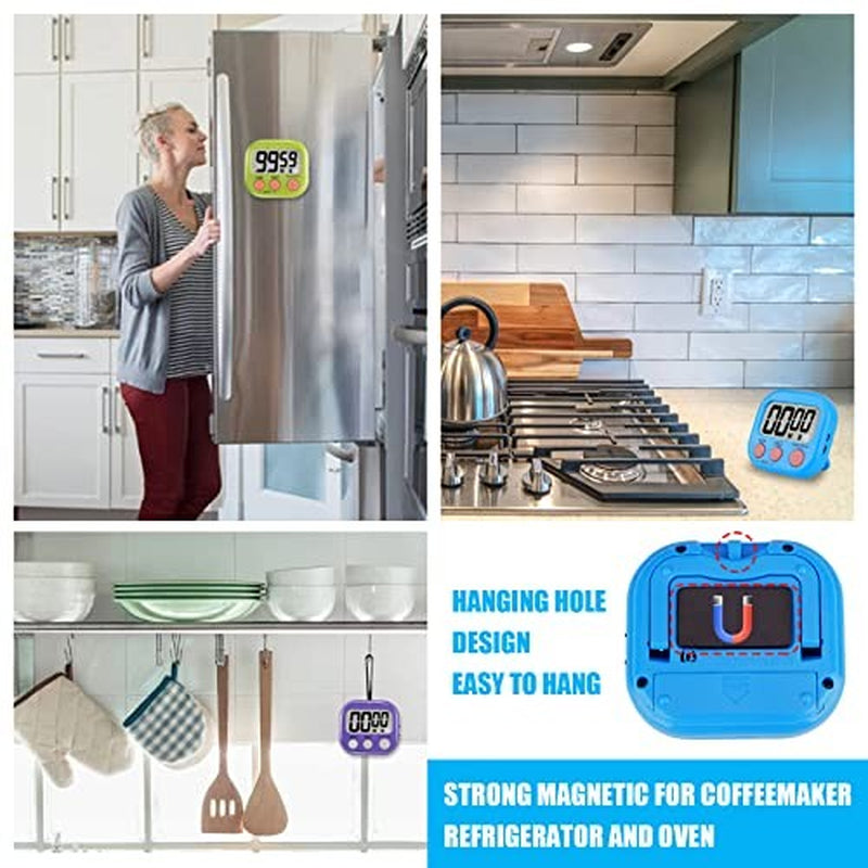 6-Pack Multi-Function Electronic Timer – Magnetic Digital Timers with Large LCD Display