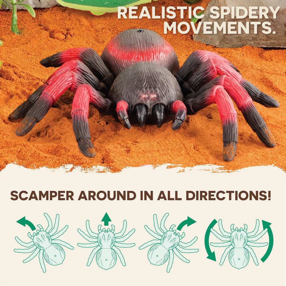 Terra by Battat Remote Control Spider – Infrared Light-Up Tarantula Toy for Kids