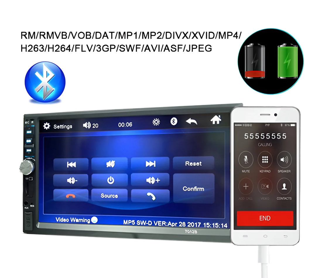 Double Din Car Stereo with 7-Inch HD Touch Screen  Multimedia Car Radio Player | Bluetooth | FM | USB | AUX | Rear Camera Input | Mirror Link | Car Audio Entertainment System