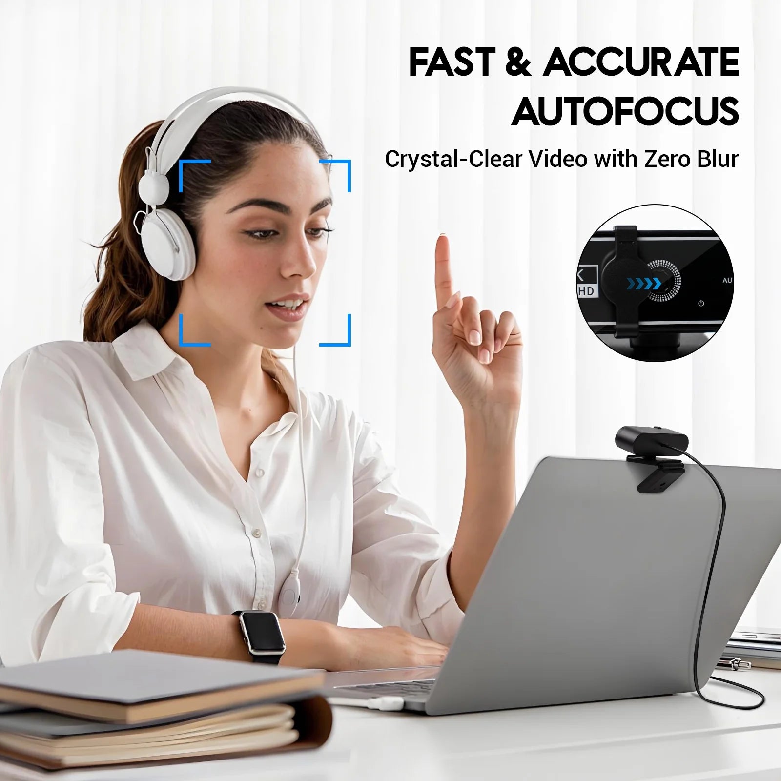 4K HD USB Autofocus Webcam with Dual Microphones – PC, Laptop, Gaming &amp; Xbox Streaming
