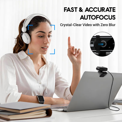 4K HD USB Autofocus Webcam with Dual Microphones – PC, Laptop, Gaming &amp; Xbox Streaming