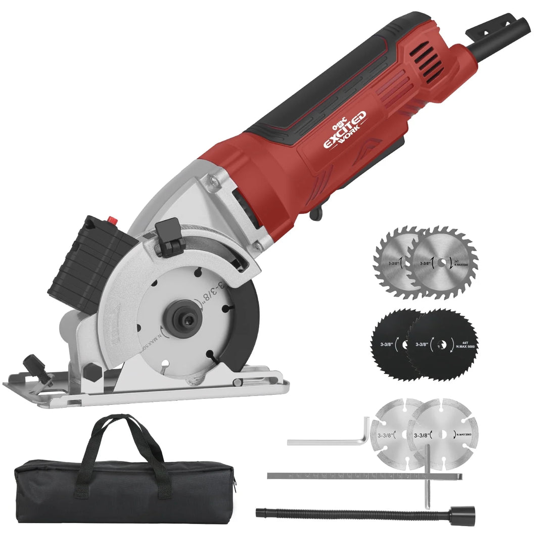 4.5-Amp 3-3/8&quot; Compact Electric Circular Saw with Laser Guide – 6500 RPM High-Speed Power Saw for Wood, Tile, and Plastic Cutting
