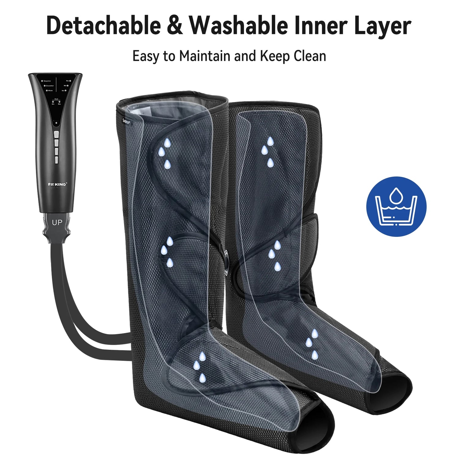 Leg Massager with Heat – Foot &amp; Leg Circulation Massager with Handheld Controller