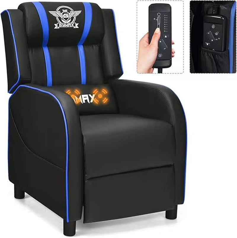🎮 Gaming Recliner Massage Chair with Adjustable Footrest, Remote Control &amp; Side Pocket – Ergonomic Racing-Style Lounge Chair for Ultimate Comfort