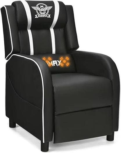 🎮 Gaming Recliner Massage Chair with Adjustable Footrest, Remote Control &amp; Side Pocket – Ergonomic Racing-Style Lounge Chair for Ultimate Comfort