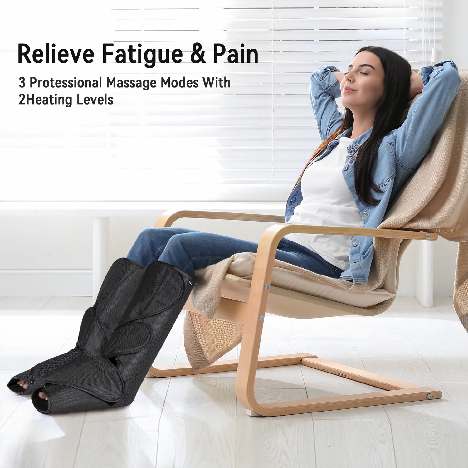 Leg Massager with Heat – Foot &amp; Leg Circulation Massager with Handheld Controller