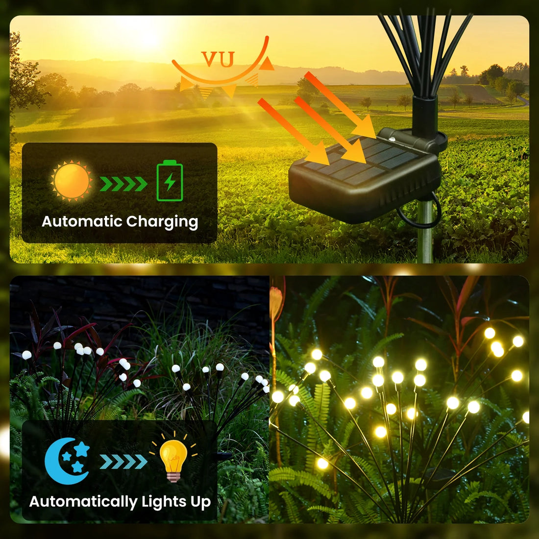 🌟 Upgraded 4-Pack Solar Firefly Lights  Dancing Garden Lights – Magical Glow for Any Outdoor Space