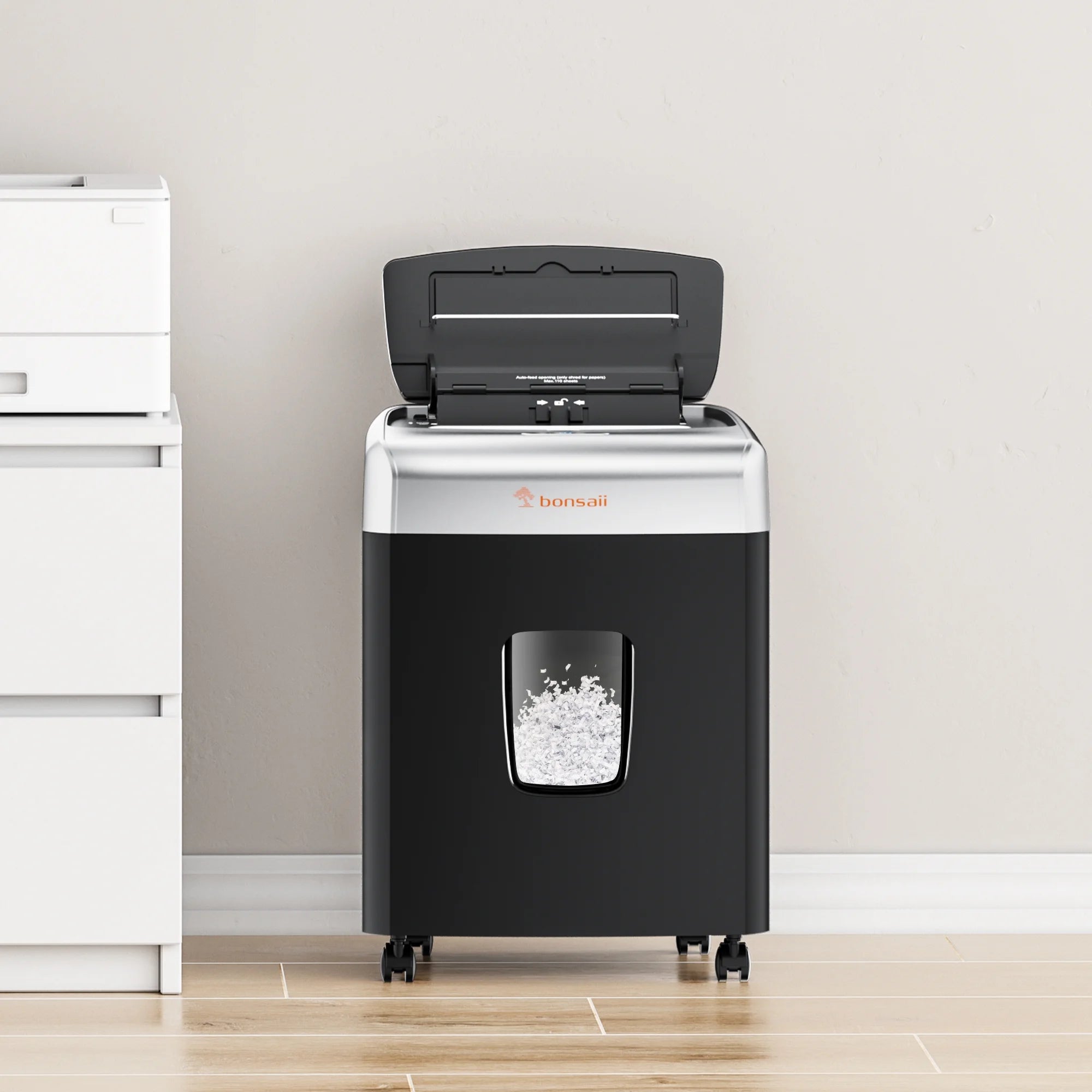 110-Sheet Auto-Feed Micro-Cut Paper Shredder – Heavy Duty Shredding for Maximum Security