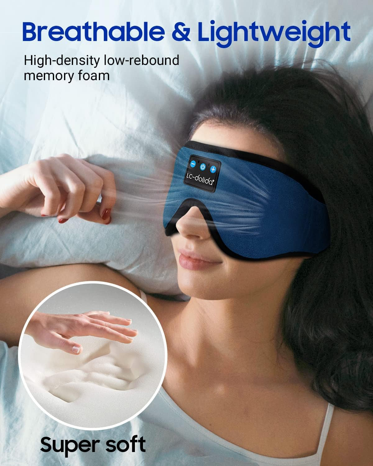 Sleeping Headphones Eye Mask with Bluetooth Wireless Music – 3D Contoured Sleep Mask for Side Sleepers