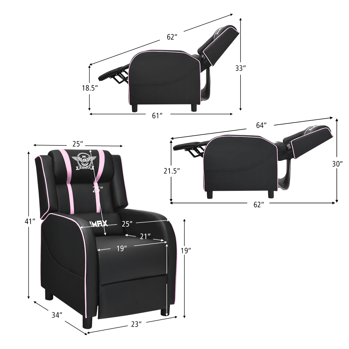 Massage Gaming Recliner Chair with Side Pockets – Ergonomic Comfort for Gamers &amp; Relaxation