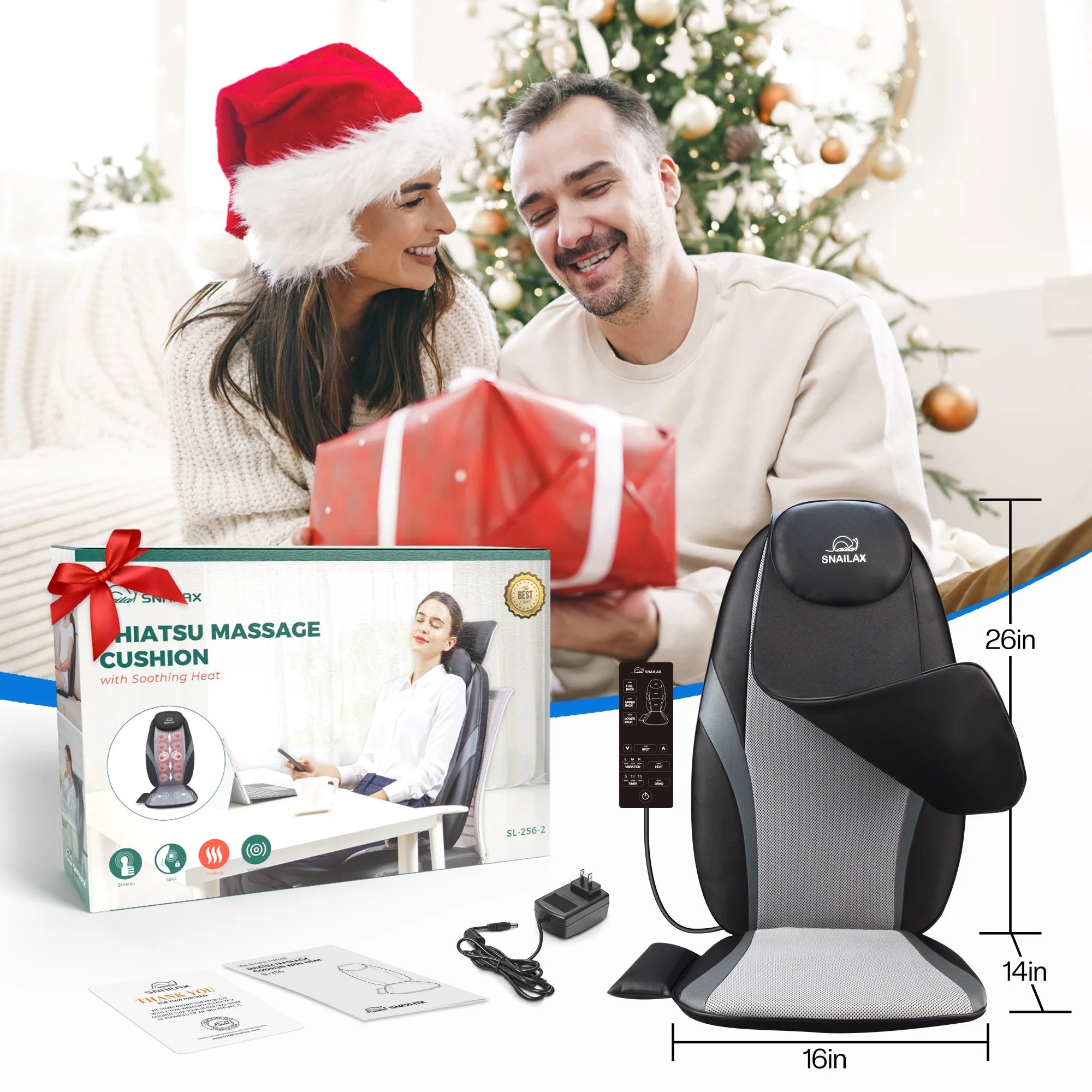 Back Massager with Heat – Electric Deep Tissue Kneading Massage Chair Pad, Relaxation Gift for Home &amp; Office