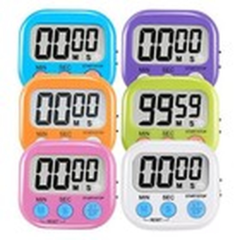 6-Pack Multi-Function Electronic Timer – Magnetic Digital Timers with Large LCD Display