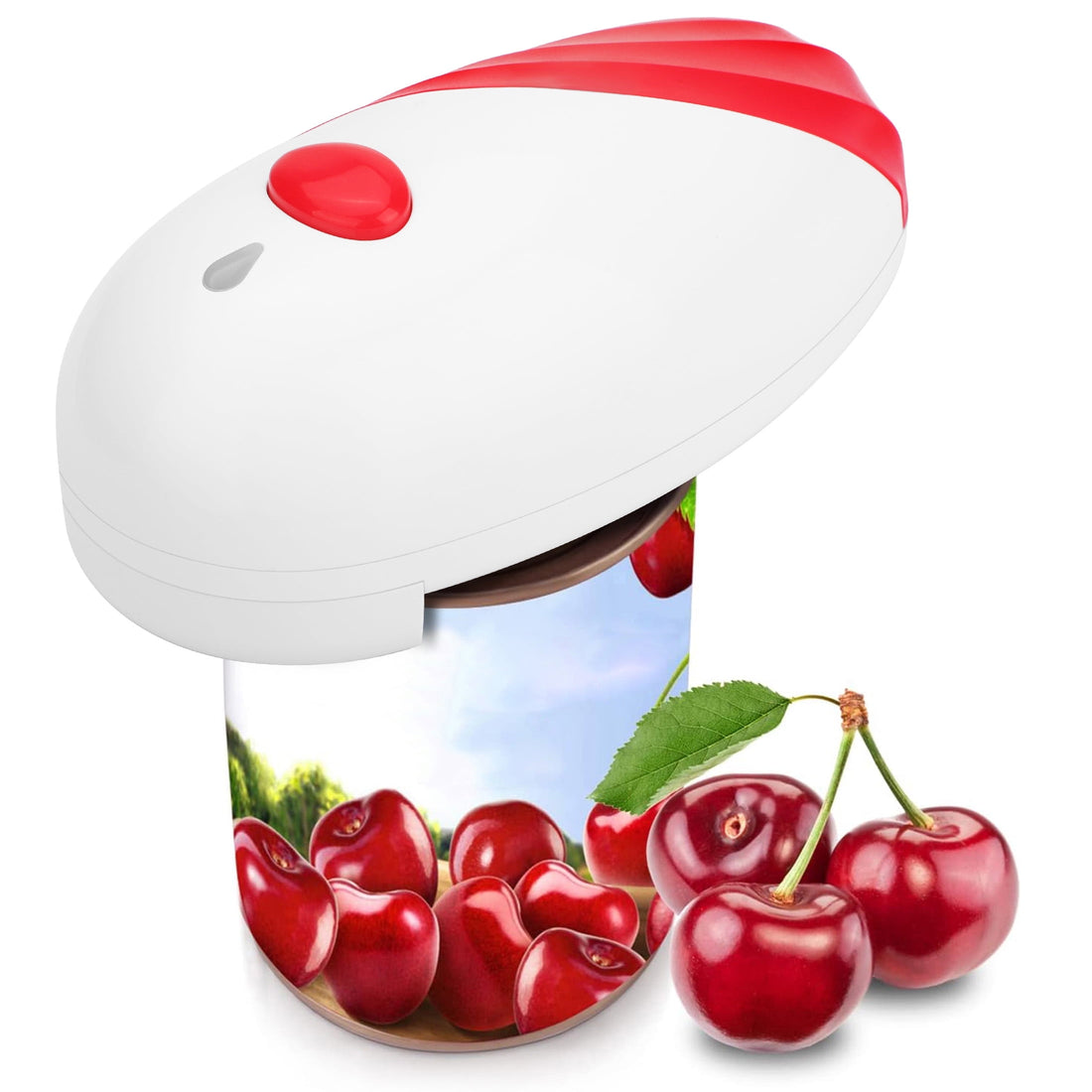 Auto Electric Can Opener for Seniors with Arthritis – Hands-Free, Battery Operated, Smooth Edge, Red