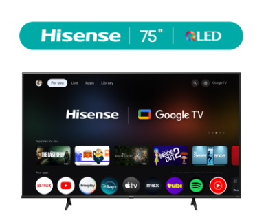 Hisense 75&quot; Class QD6030G Series QLED Google Smart TV (75QD6030G, 2025 Model) | 4K UHD | Dolby Vision &amp; Dolby Atmos | Motion Rate 120 | HDR10+ | Game Mode Plus