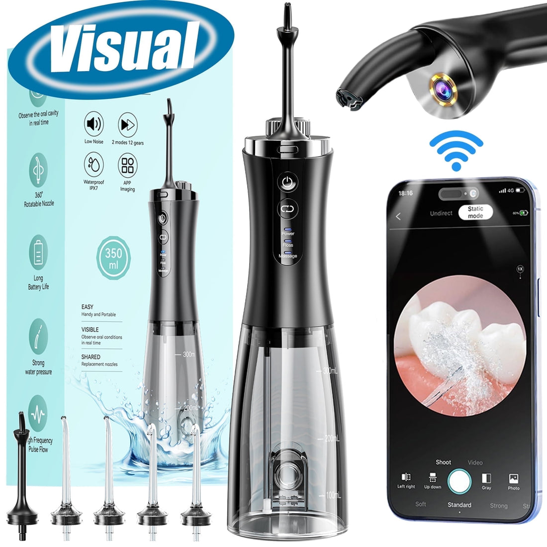 Visual Cordless Water Flosser with 1080P Camera – Next-Level Teeth Cleaning