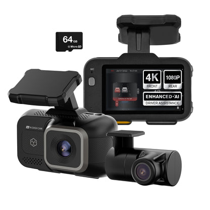 🚘 Roadcam AI PLUS – AI-Powered 4K Dash Cam with 1080P Rear Camera &amp; Full-Coverage Driver Assistance