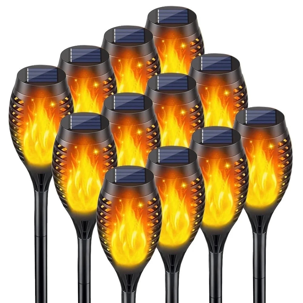 12-Pack Waterproof LED Solar Lights – Flickering Flame Effect Outdoor Lighting for Garden, Yard, Patio, Pathway