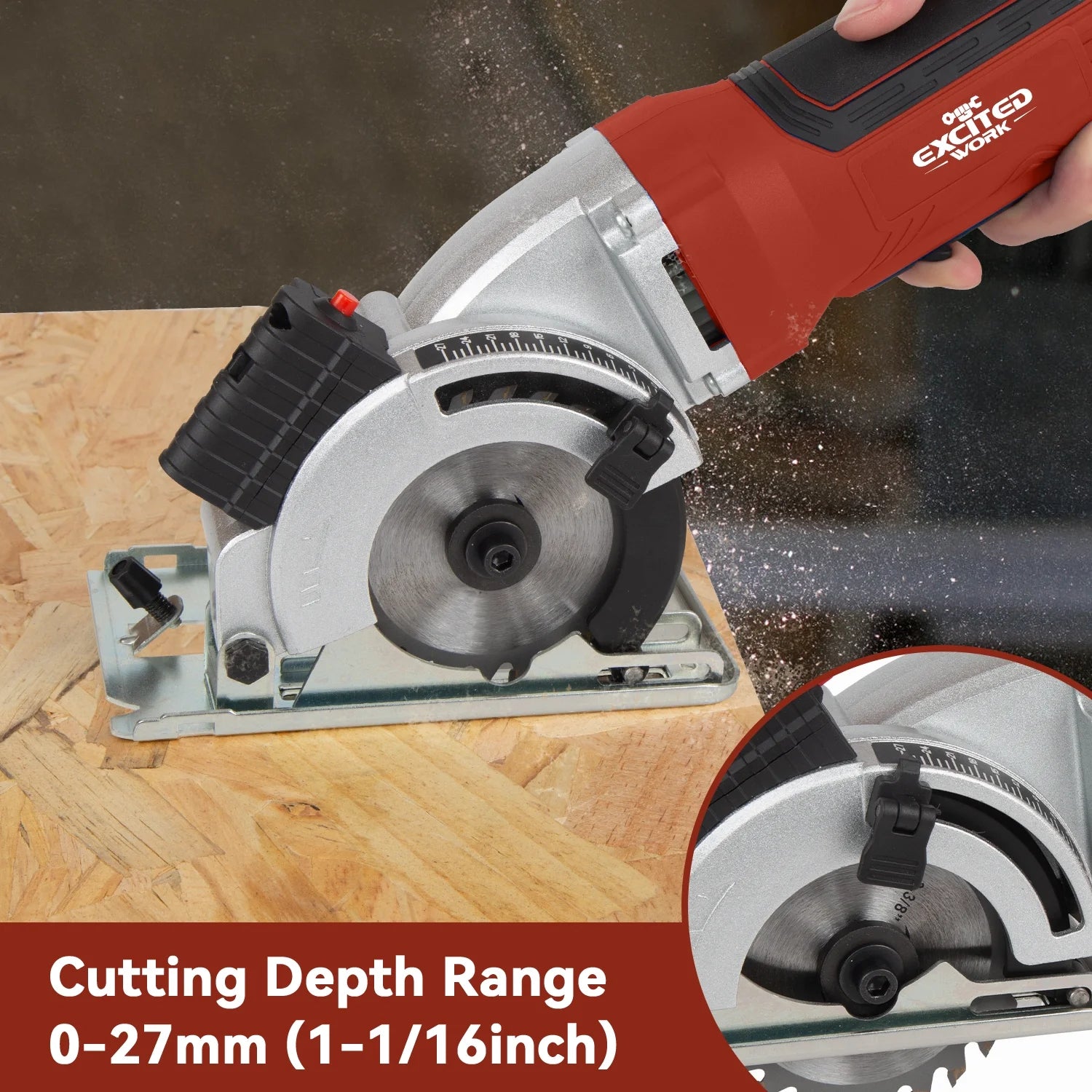 4.5-Amp 3-3/8&quot; Compact Electric Circular Saw with Laser Guide – 6500 RPM High-Speed Power Saw for Wood, Tile, and Plastic Cutting