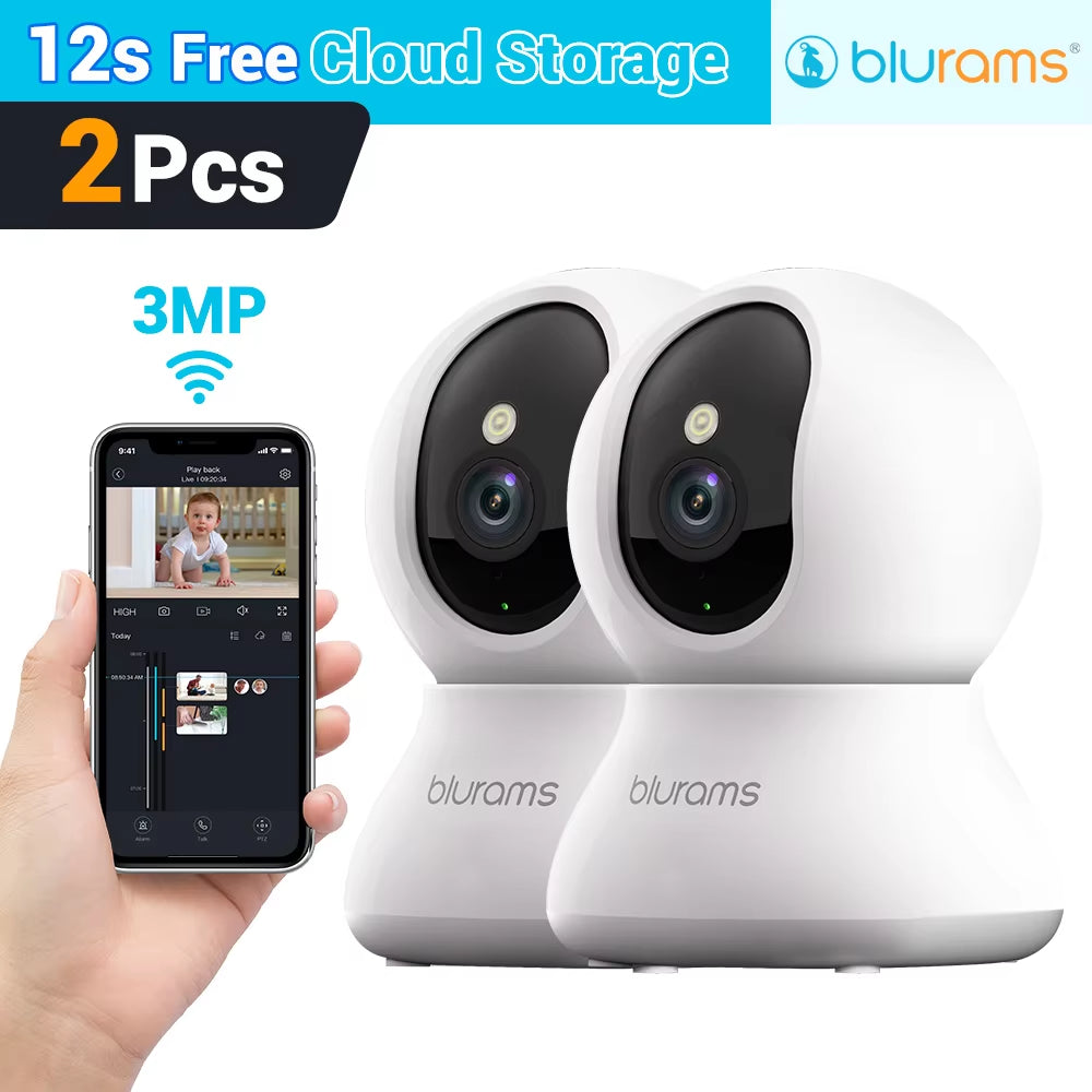 2-Pack Indoor 2K Home Security Cameras – One-Touch Call Smart Camera for Pets, Babies, and Elderly Monitoring – Model A31S-2Pc