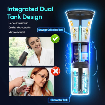 Morfone Electric Ear Cleaning Kit – Safe, Smart &amp; Effective Earwax Removal with One-Piece Dual Tank, Water Temperature Sensor, 4 Cleaning Modes &amp; IPX6 Waterproof