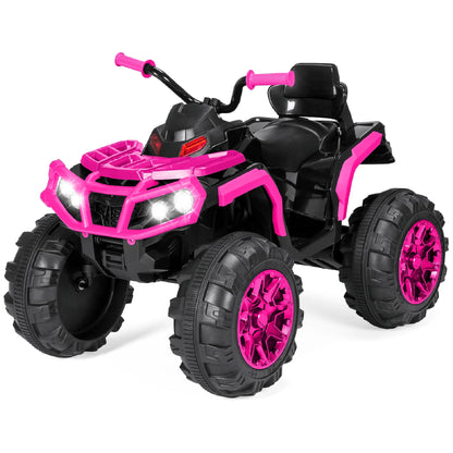 🚙 12V Kids Ride-On ATV Quad with Bluetooth, LED Lights, Treaded Tires &amp; Radio – Hot Pink