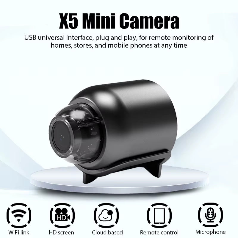 StealthGuard X5 Mini: Smart WiFi Camera with Sound Detection &amp; App Control