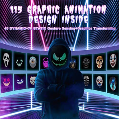 LED Programmable Changing Full Face Mask with Bluetooth App Control