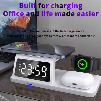 PowerHub Pro 3-in-1: Fast Wireless Charger, Smart Clock &amp; Alarm – All in One Sleek Device