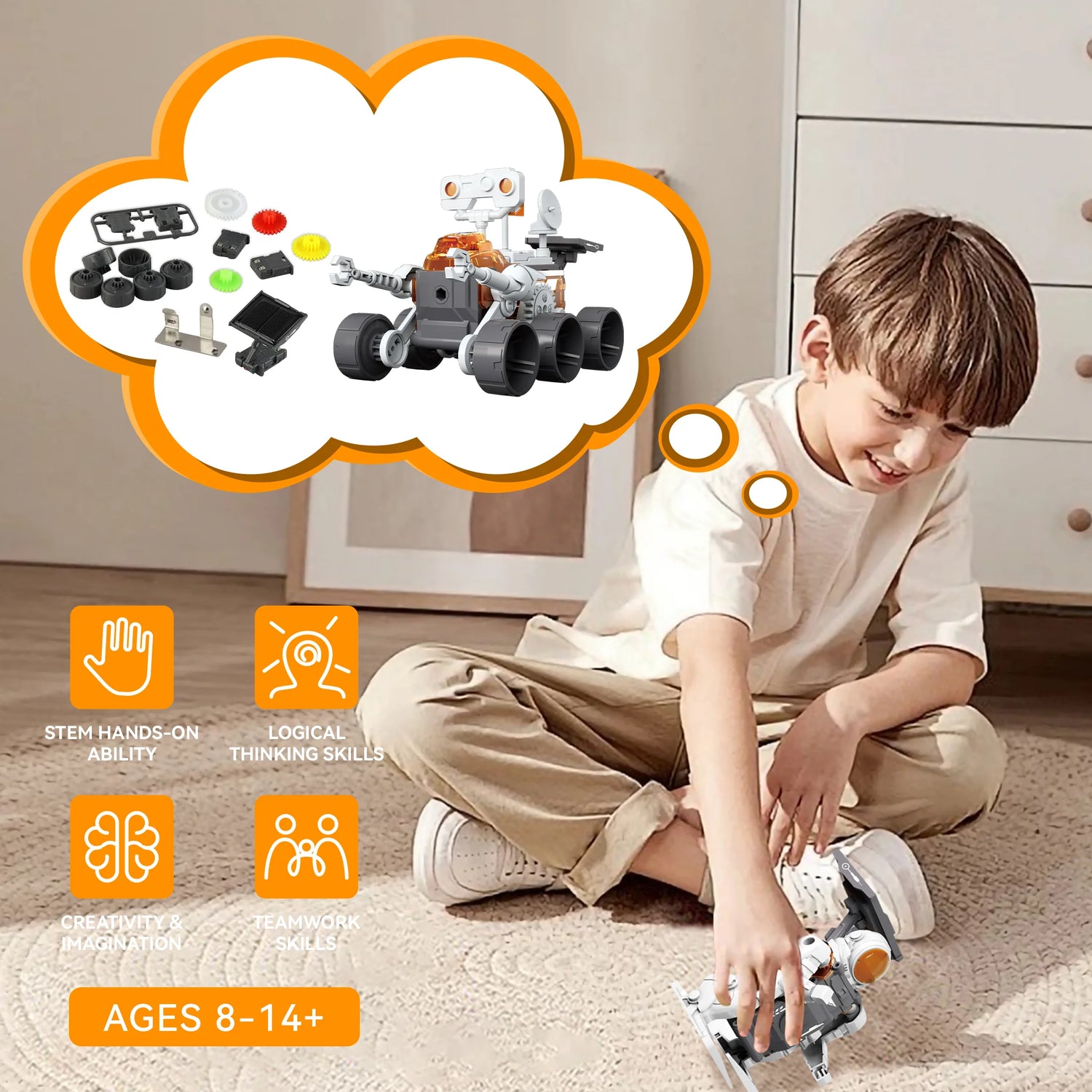 4-in-1 Building Science STEM Kit – Solar Robot Toys for Kids, DIY STEM Projects, Educational Space Toy for Ages 8–16