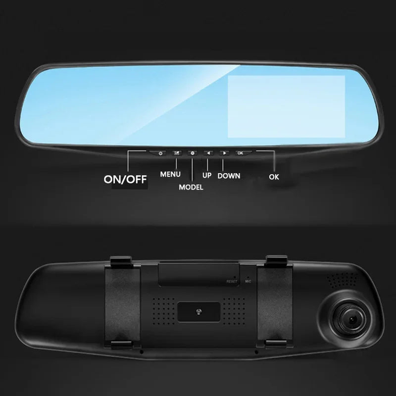 1080P Dual Lens Rearview Mirror Dash Cam – 4.3/2.8-Inch Display Car DVR Camera with Front &amp; Rear Recording, Night Vision, Loop Recording
