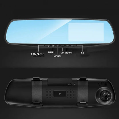 1080P Dual Lens Rearview Mirror Dash Cam – 4.3/2.8-Inch Display Car DVR Camera with Front &amp; Rear Recording, Night Vision, Loop Recording