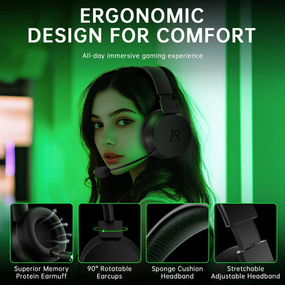 🎧 2.4GHz Wireless Gaming Headset – Multi-Platform Gaming Headphones with Bluetooth 5.3, Detachable Noise-Canceling Mic &amp; 45H Battery Life