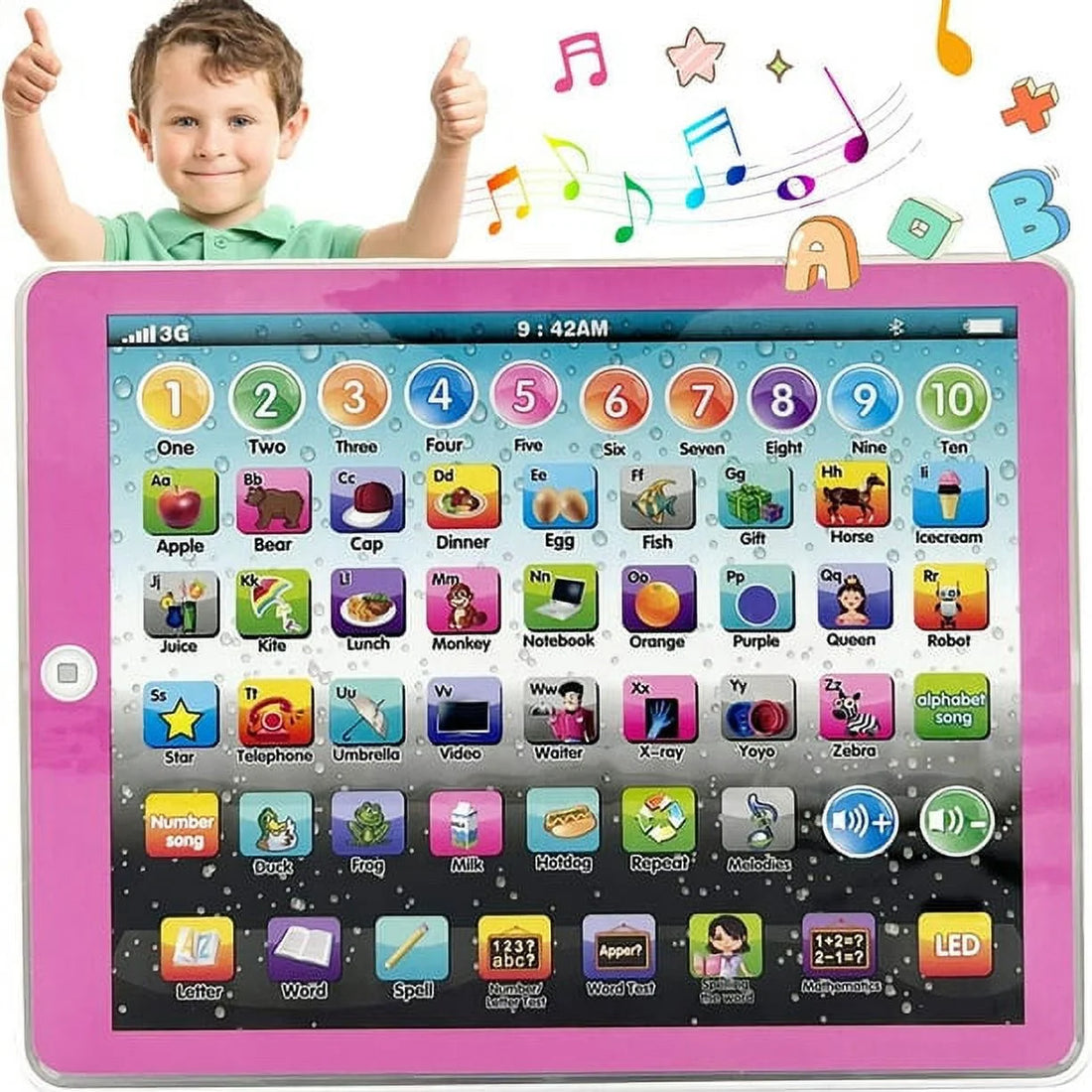 Learning Tablet for Kids Ages 2–5 – Interactive Educational Electronic Toy with ABC, Numbers, Words, Games &amp; Music